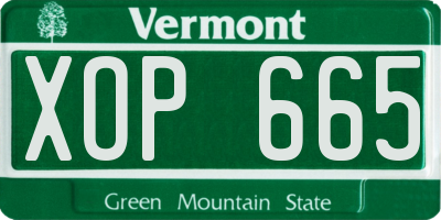 VT license plate XOP665