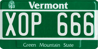 VT license plate XOP666