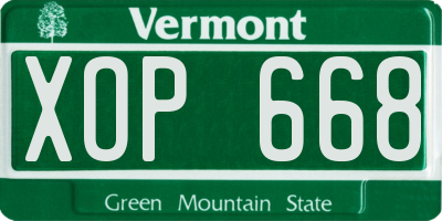 VT license plate XOP668