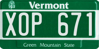 VT license plate XOP671