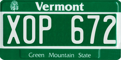 VT license plate XOP672