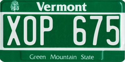VT license plate XOP675