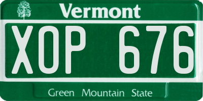 VT license plate XOP676