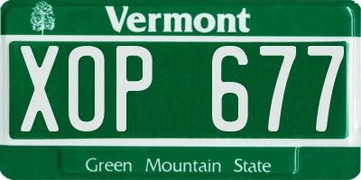 VT license plate XOP677