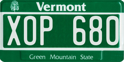 VT license plate XOP680