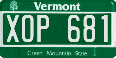 VT license plate XOP681