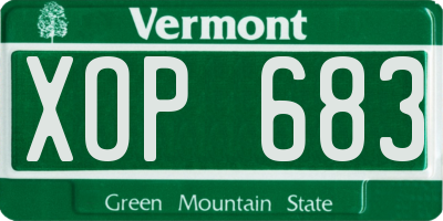 VT license plate XOP683
