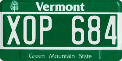 VT license plate XOP684