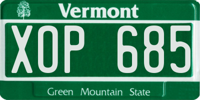 VT license plate XOP685