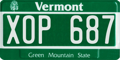 VT license plate XOP687
