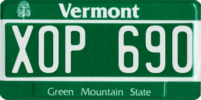 VT license plate XOP690