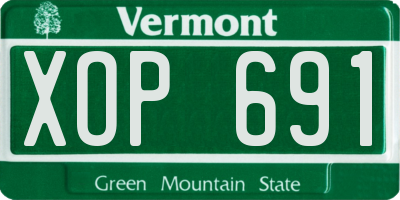 VT license plate XOP691
