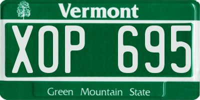 VT license plate XOP695