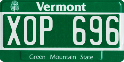 VT license plate XOP696