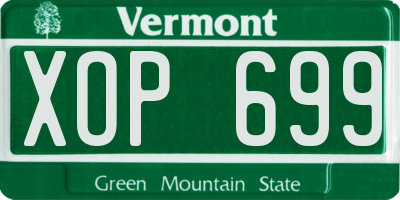 VT license plate XOP699