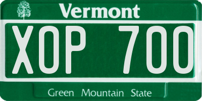 VT license plate XOP700