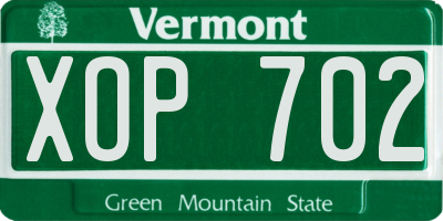 VT license plate XOP702