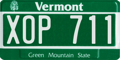 VT license plate XOP711