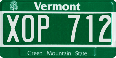VT license plate XOP712