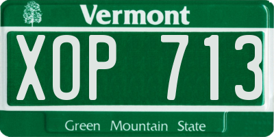 VT license plate XOP713