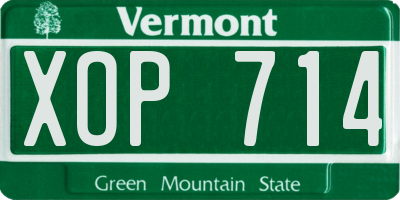 VT license plate XOP714