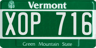 VT license plate XOP716