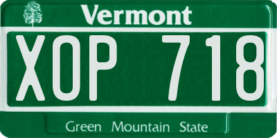 VT license plate XOP718