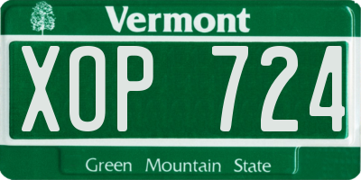 VT license plate XOP724