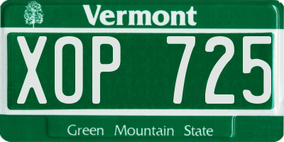VT license plate XOP725