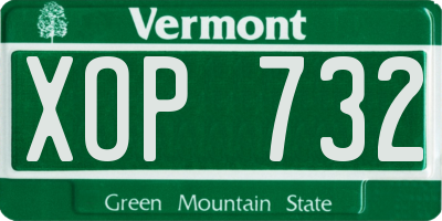 VT license plate XOP732