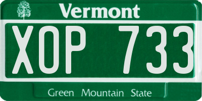 VT license plate XOP733
