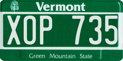 VT license plate XOP735