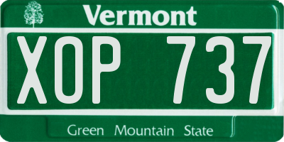 VT license plate XOP737