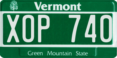 VT license plate XOP740