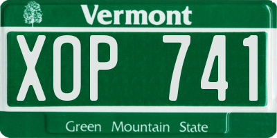 VT license plate XOP741