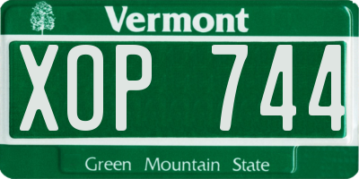 VT license plate XOP744