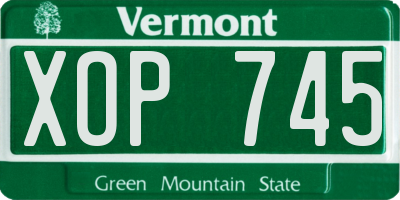 VT license plate XOP745