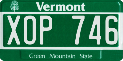 VT license plate XOP746