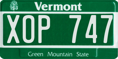 VT license plate XOP747