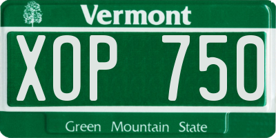 VT license plate XOP750