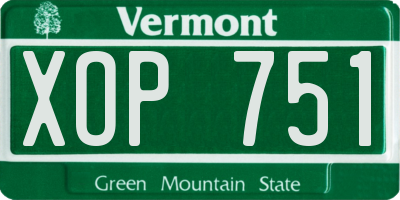 VT license plate XOP751