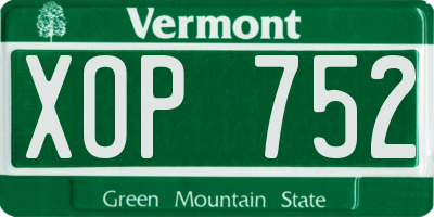 VT license plate XOP752