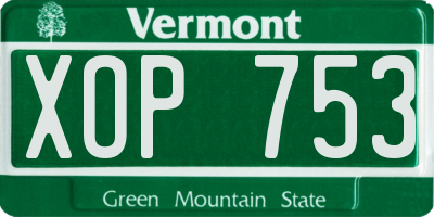 VT license plate XOP753