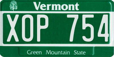 VT license plate XOP754