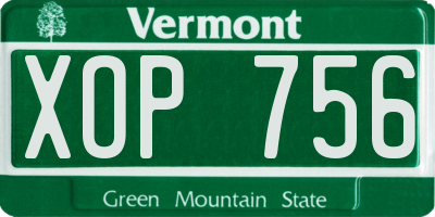 VT license plate XOP756
