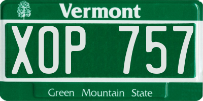 VT license plate XOP757