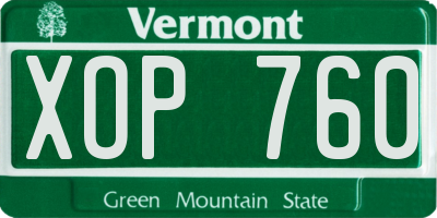 VT license plate XOP760