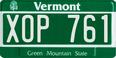VT license plate XOP761