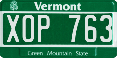 VT license plate XOP763