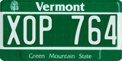 VT license plate XOP764